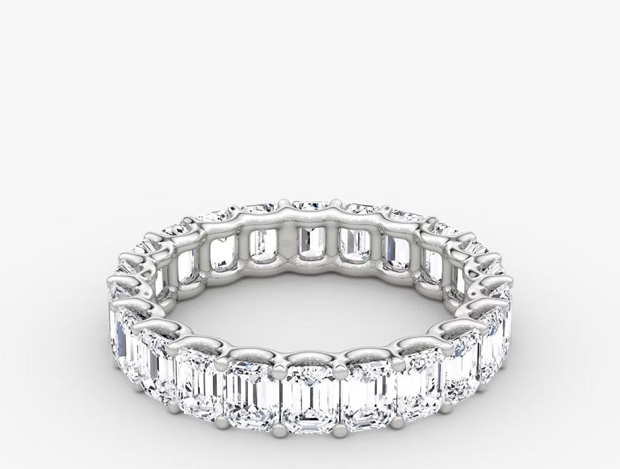 Natural Diamond Ring Eternity Emerald